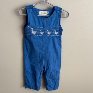 Marie Nicole size 6-12 months Blue Smocked Goose Longalls